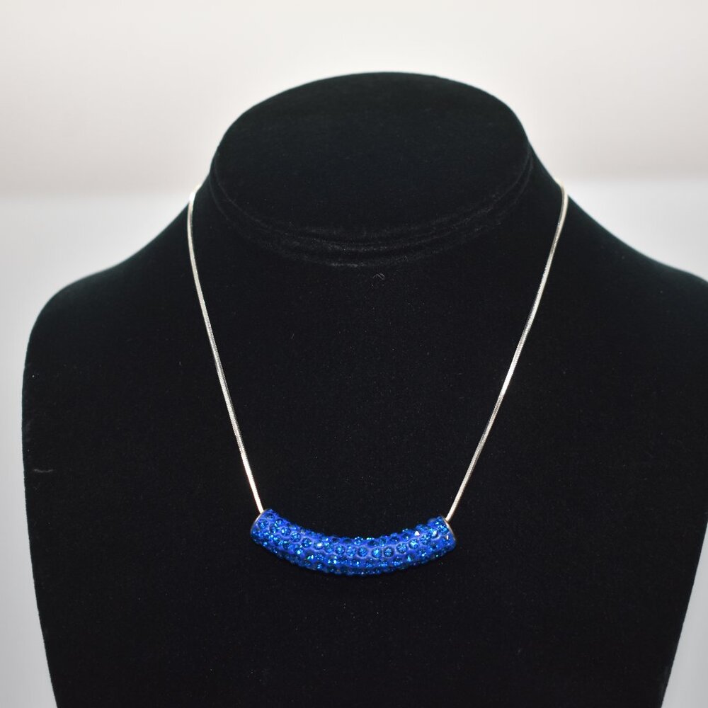 Swarovski Capri Blue Cylindrical Pendant Necklace